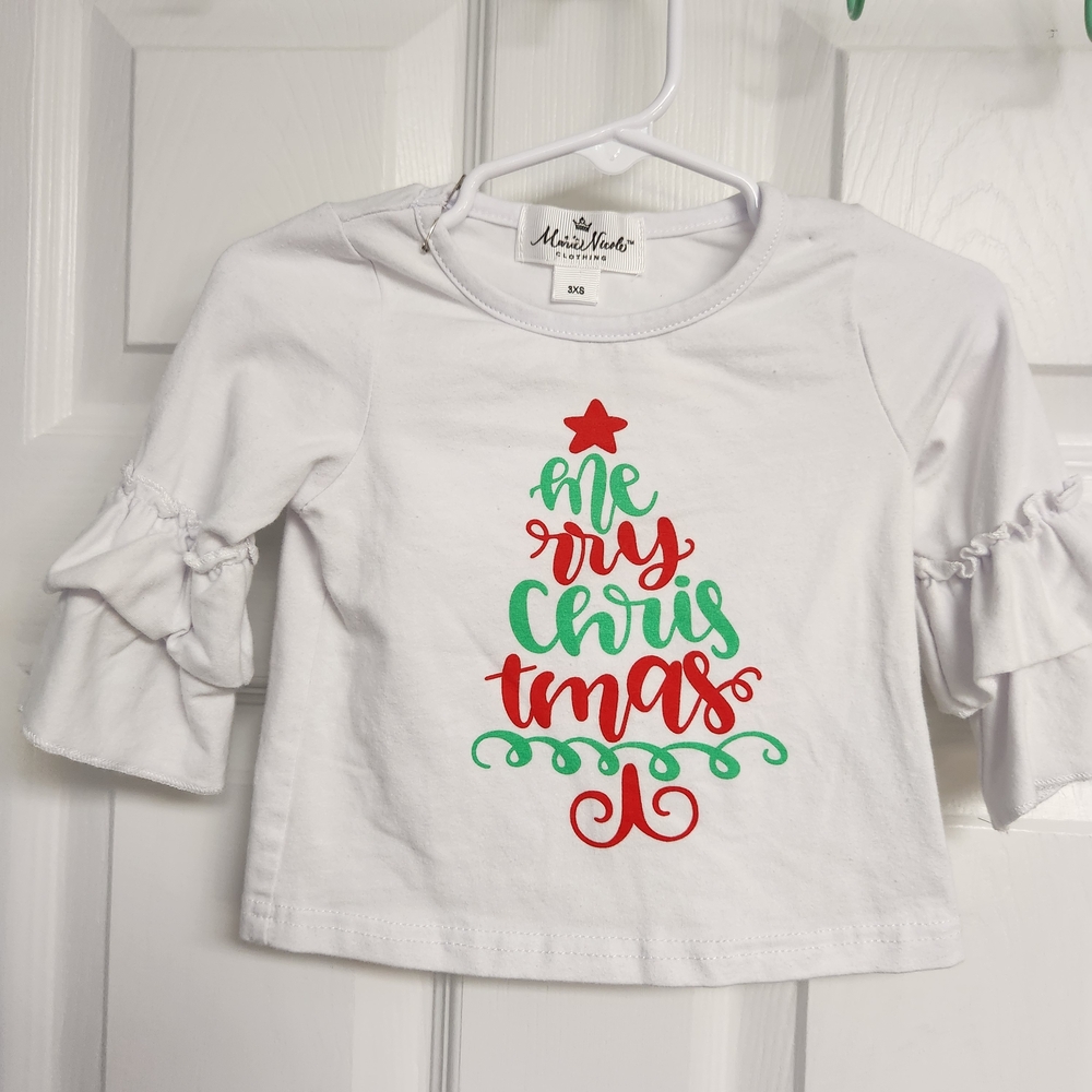 Mistletoe Kids White Christmas Tree Long Sleeve Tee